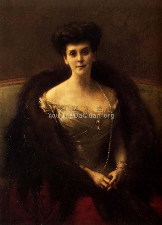 Pascal Adolphe Jean Portrait Of Princess O V Paley - 帕斯卡·阿道夫·让·达仰·布弗莱